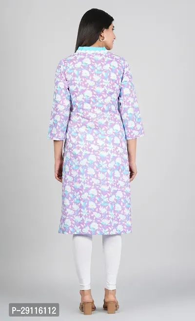 Printed V  Single Kurta Lavender Color-thumb2