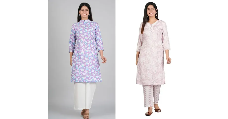 and Stylish Comfortable Kurta and bottom set and Color Pack of 2