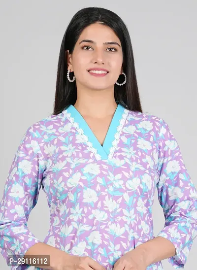 Printed V  Single Kurta Lavender Color-thumb5