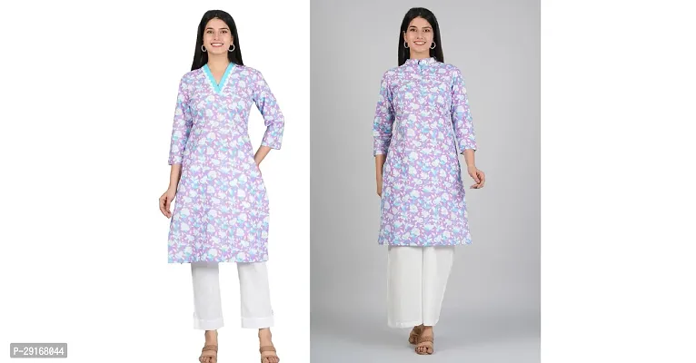 Printed and Stylish Comfortable Kurta and bottom set Purple and Purple Color Pack of 2