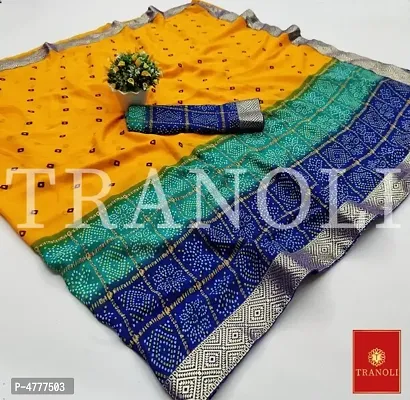 Tranoli Georgette Bandhani Printed Sarees with Lace Border and Blouse piece