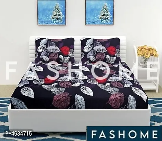 FasHome Queen Size Cotton Printed Bedsheet with 2 Pillow Covers