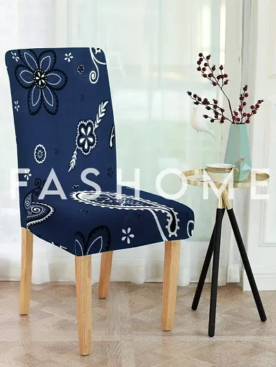 FasHome Classy White Polyester Printed Chair Cover (Piece Of 1)