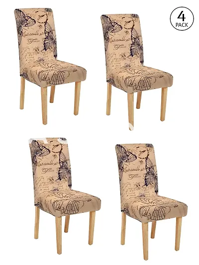 FasHome Polyester Stretchable,Removable & Washable Dining Chair Protective Cover Pack of 4