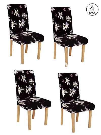 FasHome Elastic Removable & Washable Dining Chair Cover (Combo of 4)