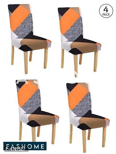 FasHome Elastic Chair Cover/Stretchable Removable and Washable Dining Chair Cover Protective Seat Slipcover Home Restaurant Office Dandeacute;cor (Pack of 4)-thumb1