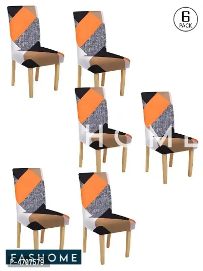 FasHome Elastic Chair Covers Pack of 6-thumb0