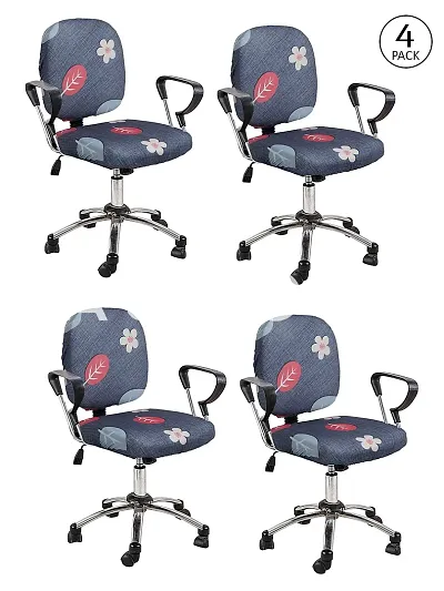 FasHome Polyester Stretchable,Removable & Washable Office Chair Protective Cover Pack of 4