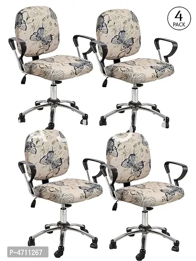 FasHome Beautiful Office Chair Cover/Stretchable Removable & Washable Cover (Pack of 4)