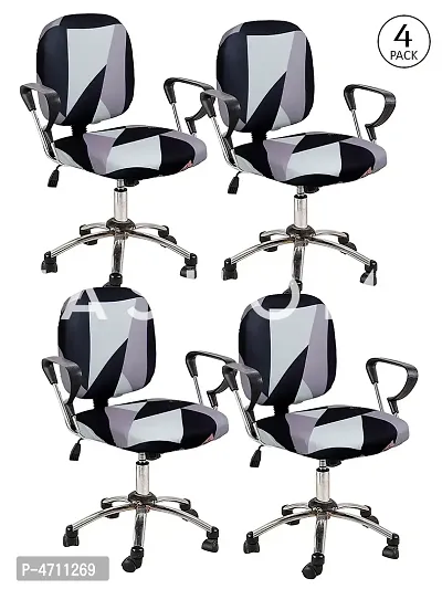 FasHome Beautiful Office Chair Cover/Stretchable Removable  Washable Cover (Pack of 4)-thumb0