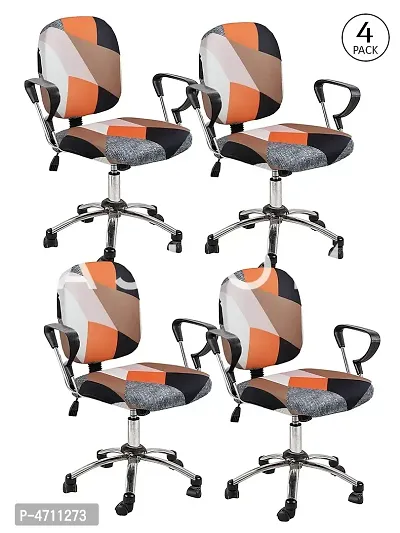 FasHome Beautiful Office Chair Cover/Stretchable Removable & Washable Cover (Pack of 4)-thumb0
