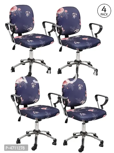 FasHome Beautiful Office Chair Cover/Stretchable Removable & Washable Cover (Pack of 4)