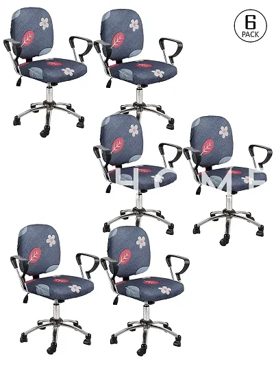 FasHome Polyester Stretchable,Removable & Washable Office Chair Protective Cover Pack of 6