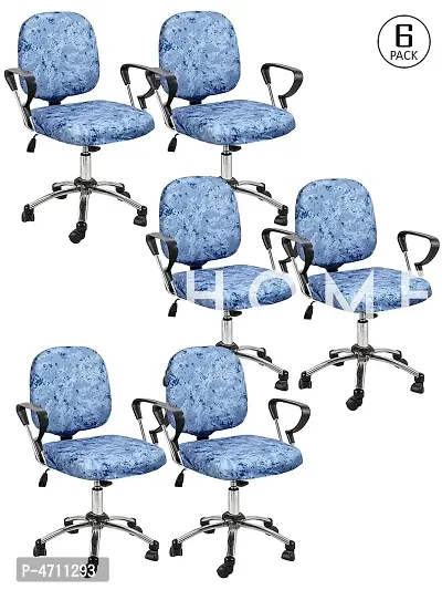 FasHome Beautiful Office Chair Cover/Stretchable Removable & Washable Cover (Pack of 6)-thumb0