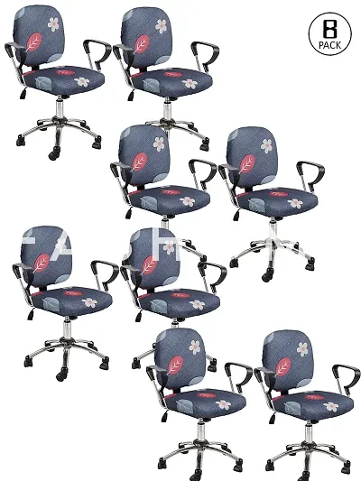 FasHome Polyester Stretchable,Removable & Washable Office Chair Protective Cover Pack of 8