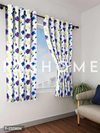 FasHome Design Premium Quality Polyester Window Curtains Pack of 2 - Multicolor-thumb0