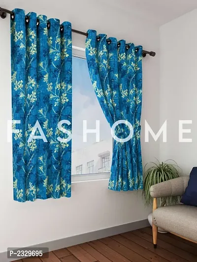 FasHome Design Premium Quality Polyester Window Curtains Pack of 2 - Multicolor