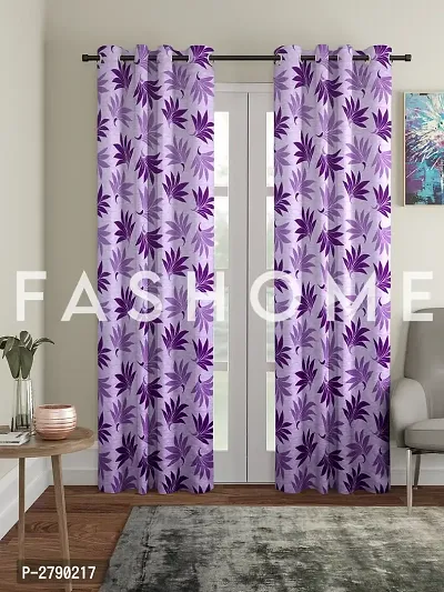 FasHome Purple Polyester Eyelet Fitting Long Door Curtain's - Pack Of 2