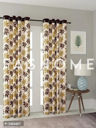 FasHome Brown Polyester Eyelet Fitting Door Curtains For Your Homes (Pack Of 2 Curtains)-thumb0