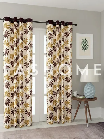 FasHome Attractive Polyester Eyelet Fitting Door Curtains - Pack Of 2