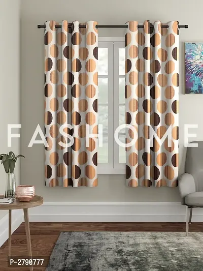 FasHome Orange Polyester Eyelet Fitting Window Curtain - Pack of 2