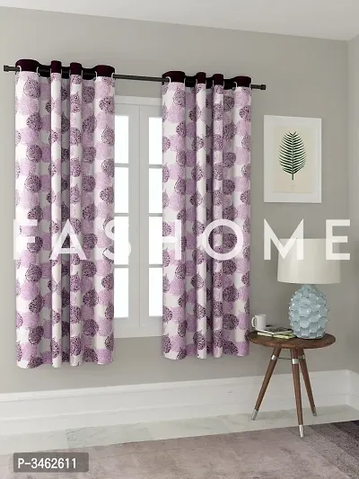 FasHome Purple Polyester Eyelet Fitting Window Curtains (Pack Of 2 Curtains)