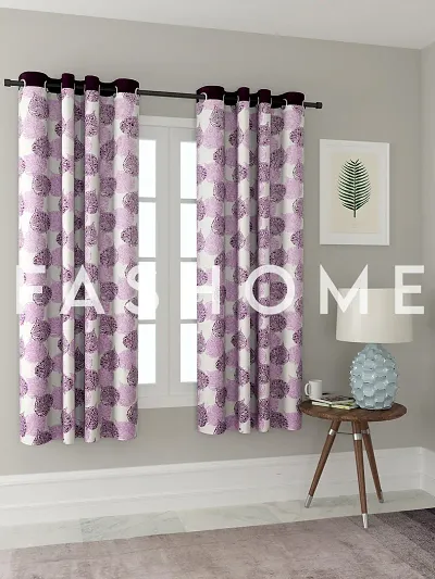FasHome Polyester Eyelet Fitting Window Curtain Set Of 2