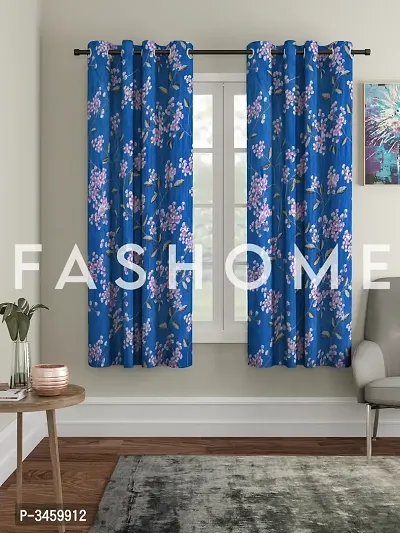 FasHome Blue Polyester Window Curtains For Your Homes-thumb0