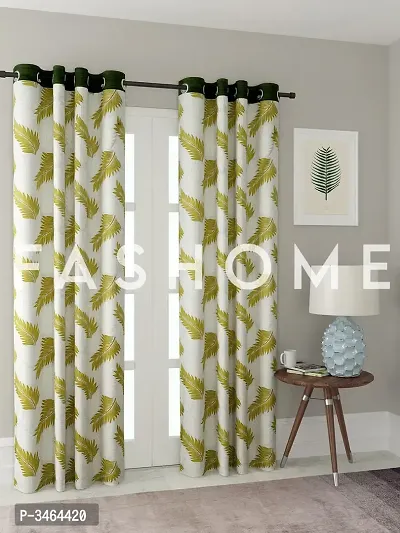 FasHome Green Polyester Eyelet Fitting Door Curtains For Your Homes (Pack Of 2 Curtains)