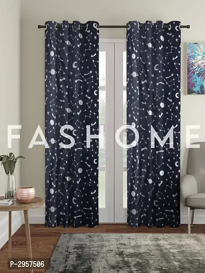 FasHome Glow in dark Room Curtain Set of 2 - (7 Feet - Door) 45