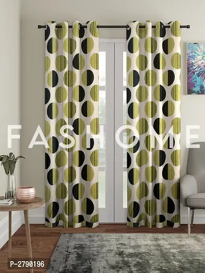FasHome Green Polyester Eyelet Fitting Door Curtains - Pack Of 2