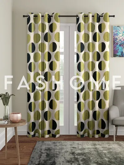 FasHome Attractive Polyester Eyelet Fitting Door Curtains - Pack Of 2
