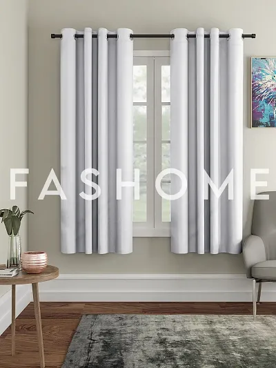 FasHome Polyester Solid Window Curtain (Set Of 2)