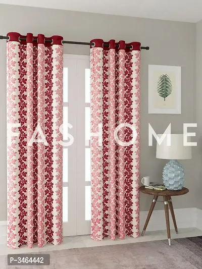 FasHome Maroon Polyester Eyelet Fitting Door Curtains For Your Homes (Pack Of 2 Curtains)