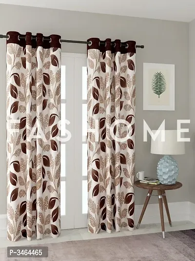 FasHome Brown Polyester Eyelet Fitting Door Curtains For Your Homes (Pack Of 2 Curtains)