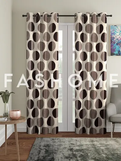 FasHome Polyester Eyelet Fitting Door Curtains Pack Of 2