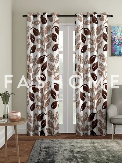 FasHome Polyester Eyelet Fitting Door Curtains Pack Of 2