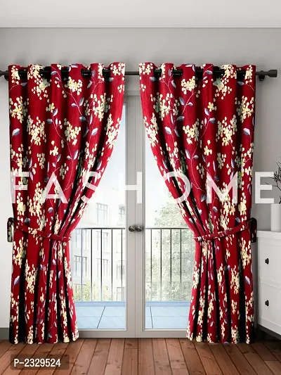 FasHome Design Premium Quality Polyester Door Curtains Pack Of 2 - Multicolor-thumb0