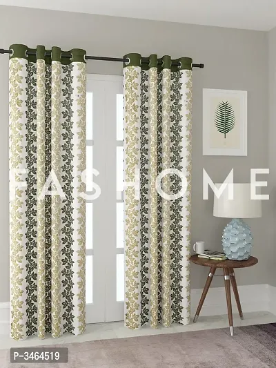 FasHome Green Polyester Eyelet Fitting Door Curtains For Your Homes (Pack Of 2 Curtains)