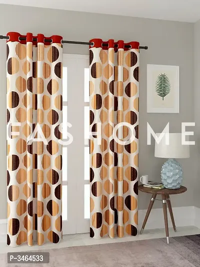 FasHome Orange Polyester Eyelet Fitting Door Curtains For Your Homes (Pack Of 2 Curtains)