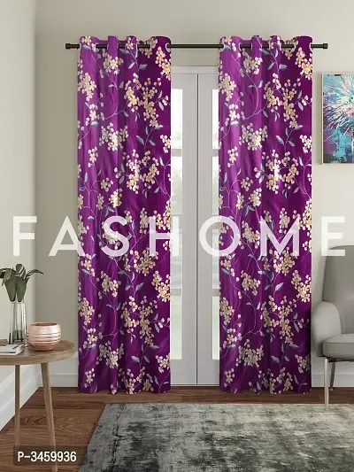 FasHome Purple Polyester Door Curtains For Your Homes Set Of 2