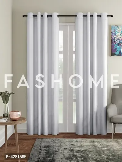 FasHome Modern Polyester Solid Door Curtain (Pack Of 2)-thumb0