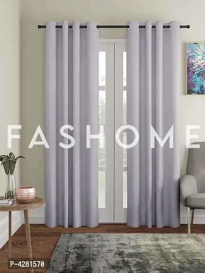 FasHome Modern Polyester Solid Door Curtain (Pack Of 2)-thumb0