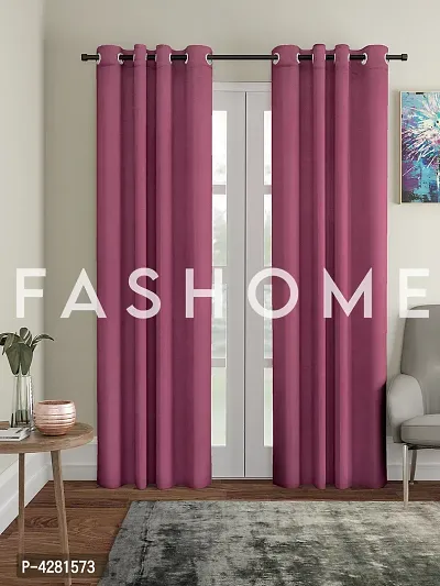 FasHome Modern Polyester Solid Door Curtain (Pack Of 2)-thumb0