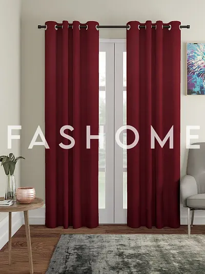 FasHome Polyester Solid Door Curtain (Pack Of 2)