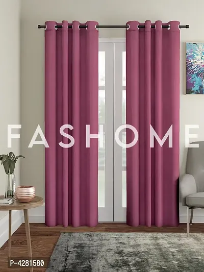 FasHome Modern Polyester Solid Door Curtain (Pack Of 2)