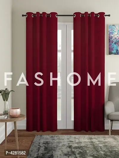 FasHome Modern Polyester Solid Door Curtain (Pack Of 2)