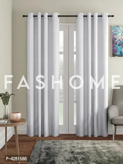 FasHome Modern Polyester Solid Door Curtain (Pack Of 2)