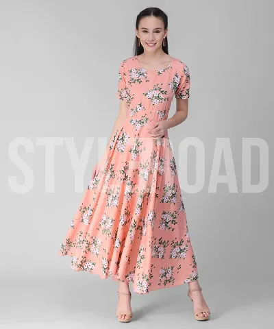 StyleRoad - Printed Crepe Long Dress