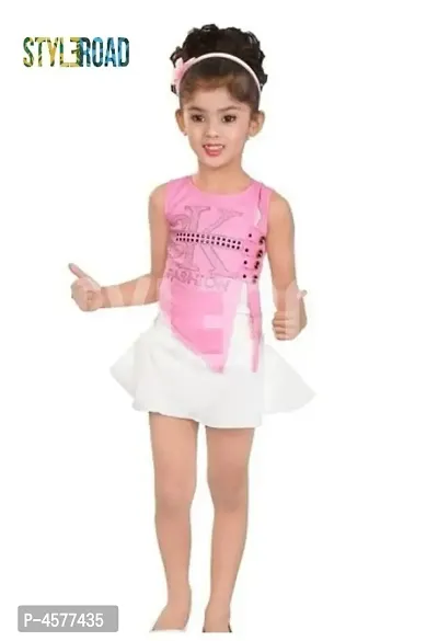 Stylish Cotton Printed Top With Bottom With Skirt For Girls Party Wear-thumb0